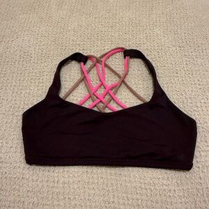 lululemon athletica Black Sports Bralette with Pink and Tan Strappy Back